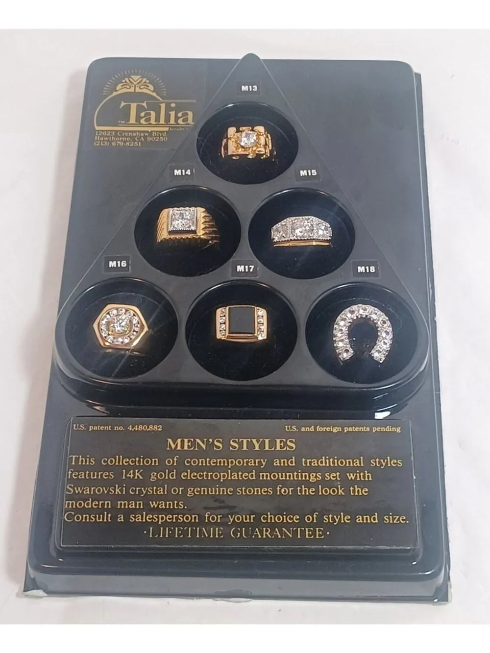 Vintage 14KTGT Gold Electroplated Rings W Swarovski Crystals Stones Set RARE HTF
